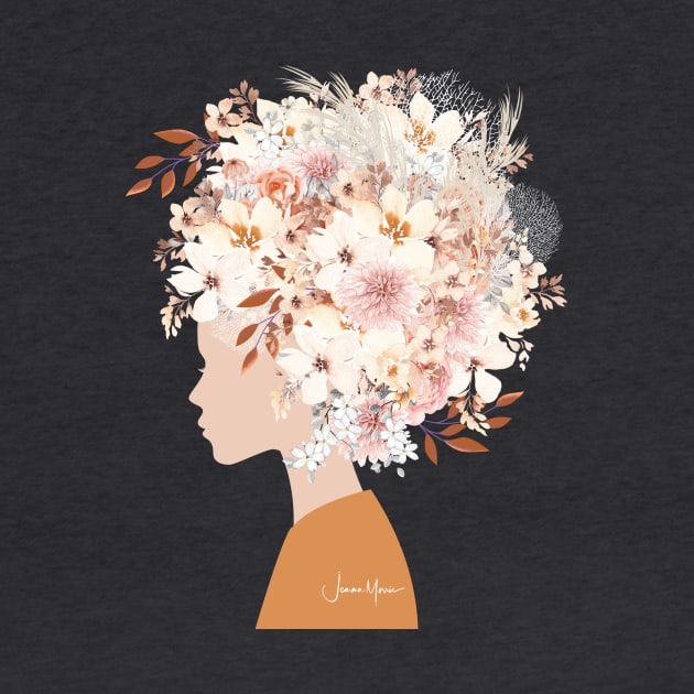 Woman in Fashion Flower Headdress by LouLou Art Studio